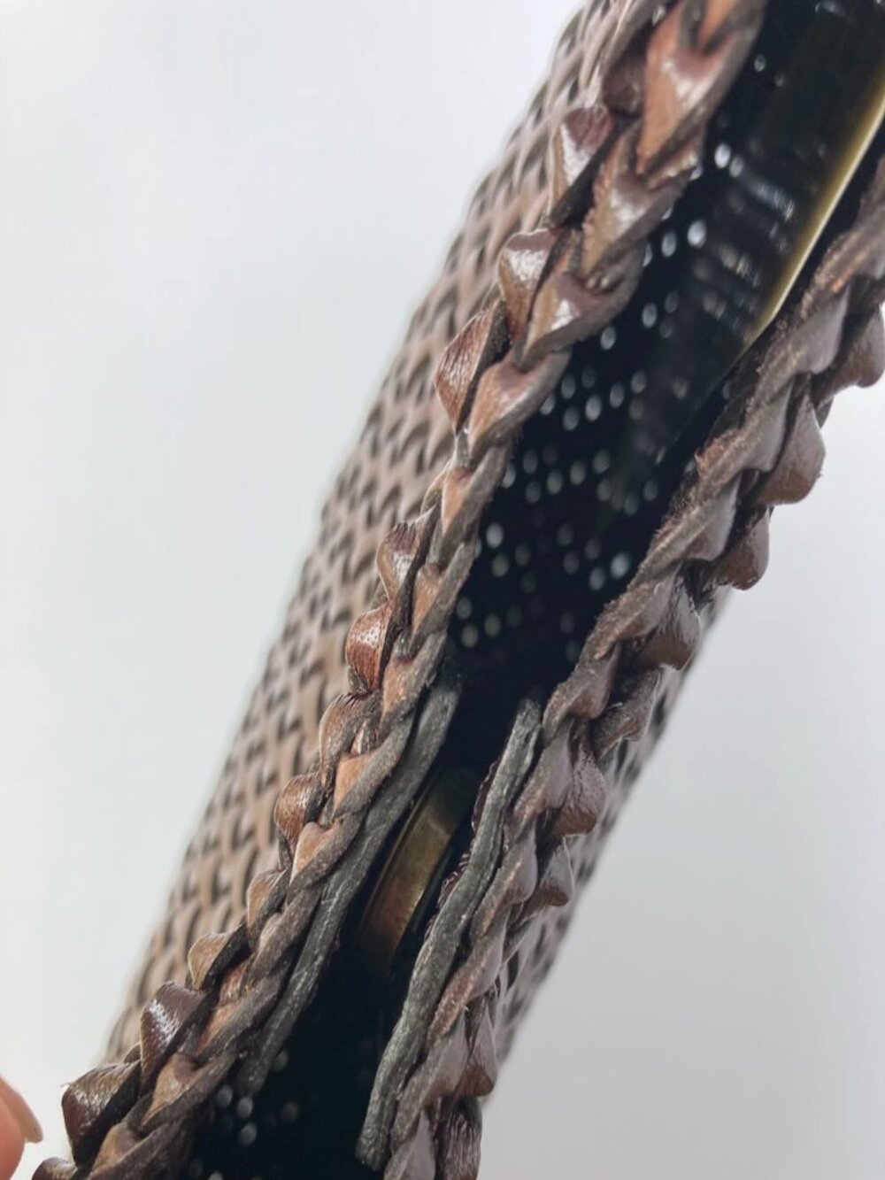 Dragon Diffusion Dark Brown Handwoven Leather Crescent Underarm Bag - Picture 6 of 9